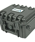 Rugged Waterproof Battery Box For 12V 35AH Or 20AH Cells With Hella Durable Marine Grade IP68 Housing, side view with handle.