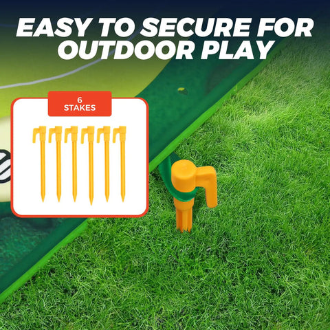 Chipping Golf Practice Mats Set With Sticky Balls For Indoor And Outdoor Play Mega Sized 70.8 Inch By 47.25 Inch Mat With 6 Ground Stakes