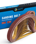1x30 Inch Sanding Belts Set For Belt Sander 24 Pack Aluminum Oxide Belts With Open Coat Resin Bond 60 80 120 150 240 400 Grits