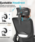 Back view of Ergonomic Mesh Office Chair With Lumbar Support High Back Desk Chair Flip Up Armrests Big And Tall 400 Pound Capacity Headrest