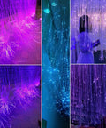 16W RGBW Fiber Curtain Lights Kit For Waterfall Backdrop, displays vibrant colors, ideal for sensory room decor, indoor or outdoor use.