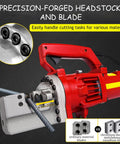 Ultra Fast 1250W Electro Hydraulic Rebar Cutter for concrete and steel, cuts 4mm to 20mm rods with precision-forged headstock.