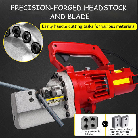 Xoiasth Heavy Duty Electric Hydraulic Rebar Cutter, 1250W Portable Power Tool, precision-forged headstock and blade for cutting 4-20mm rebar.