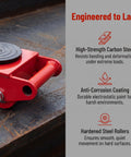 4 Piece Heavy Duty Machinery Skates Set With 8 Ton Total Load Capacity, Each Unit Handles Up To 2 Tons, Built For Smooth Cargo Moving And Industrial Equipment Handling, red steel roller