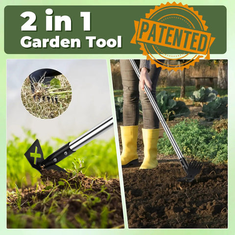 Long Handle Weed Puller Tool 60 Inch Two In One Garden Rake And Hoe for weeding in garden