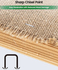 Heavy Duty T50 Staple Gun Staples 1/4 3/8 And 1/2 Inch Leg Galvanized Steel showing sharp chisel point on burlap over wood.