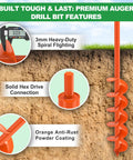Heavy Duty Garden Auger Drill Bit For Planting 4x32 Inches With Double Helix Design For Faster Digging Fits Three Eighths Inch Hex Drive