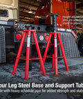 Sunex 1410 10-Ton high-height pin-type jack stands, set of four, red steel