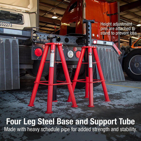 Sunex 1410 10-Ton high-height pin-type jack stands, set of four, red steel