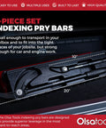 Beefy Heavy Duty 10 Inch And 20 Inch Indexing Pry Bar Set For Mechanics in box, showing size, indexable feature, durable steel