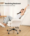 Big And Tall Office Chair With Flip Armrests For Pets And Cross Legged Sitting Boss Level Ergonomic Computer Gaming Chair With Foot Rest Teddy Fleece Wide Seat Reclining Desk Chair For Home Office in reclining position with footrest."}