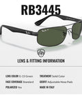 Rectangle Polarized Sunglasses For Men With G15 Green Lens And Modern Edge Frame shown with specifications below