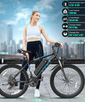 Kick Back And Roll Easy 26 Inch Electric Bike For Adults With 500W Brushless Motor and 48V Removable Battery displayed with user.