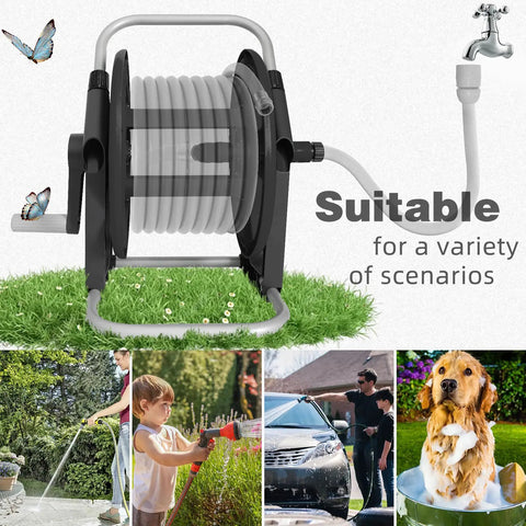 Portable Garden Hose Reel Cart For Fifty To Sixty Feet Of Five Eighth Inch Hose Outdoor Water Hose Holder Easy To Move
