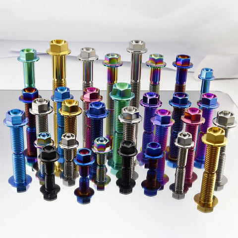 Rison titanium flanged hex bolt, M8x1.25x20mm, burnt blue, 6AL4V aerospace Ti, pack of 5