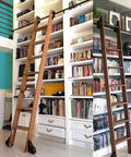 Rustic Black Sliding Library Ladder Hardware Kit With Track System And Brake Wheels No Ladder Included.