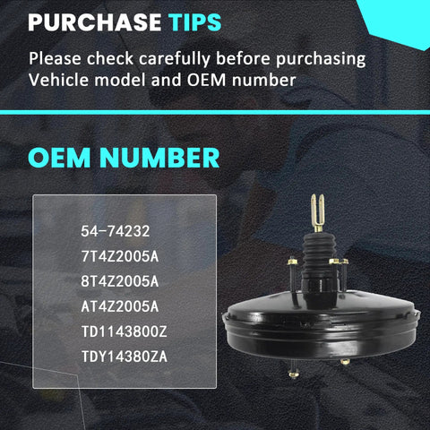 Heavy Duty Vacuum Power Brake Booster Fits Ford Edge Lincoln Mkx And Mazda Cx 9 2007 to 2015 showing OEM number details on a black background.