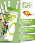 Go-To 8-In-1 Aquarium Test Kit For Fish Tanks With Quick And Accurate Water Testing Strips For Freshwater Tanks And Ponds Tests PH Ammonia Alkalinity Hardness Chlorine Nitrate Nitrite And More, 50 strips