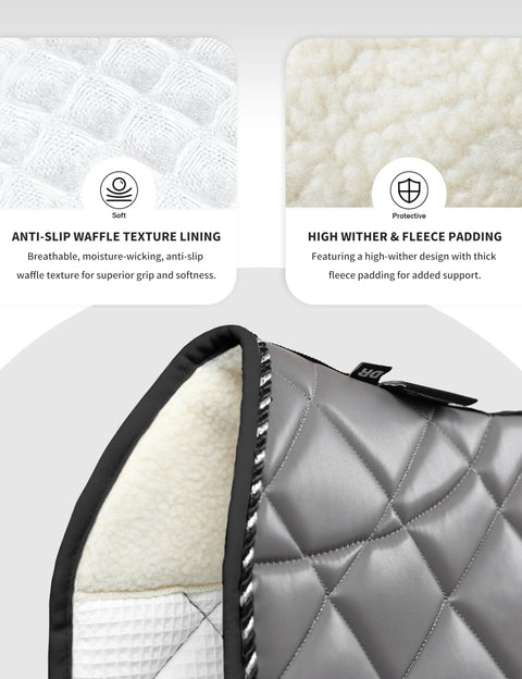 Dressage Saddle Pad For Horses High Performance Leather With Superior Shock Absorption Waterproof Wear Resistant And Easy To Clean Gray