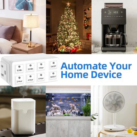 Slick Indoor Countdown Timer Outlet For Lights And Home Electronics 15 Amp Grounded Wall Plug on display with home devices.