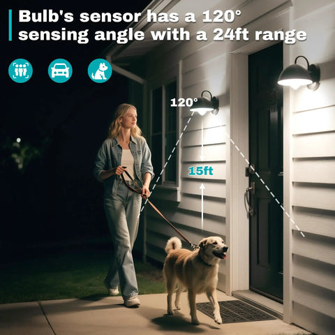 4 Pack Motion Sensor LED Light Bulbs 12W 100W Equivalent Auto On Off Indoor Outdoor Dusk Till Dawn Security Lighting For Porch Garage Basement Hallway Stairs, porch motion sensor range
