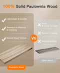 Comparison of 100% Solid Paulownia Wood characteristics for Top Tier Set Of 3 Floating Bathroom Shelves With Wire Storage Basket.