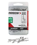 Short Aluminum One Eighth Inch Pop Rivets For Metal Fabric Leather And Auto Repair 100 Pack Reliable Rivet Fasteners