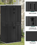 DIY Ready Outdoor Tall Storage Cabinet With Four Shelves Waterproof Resin Shed For Patio And Garden Lockable 30 Cu Ft