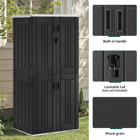 DIY Ready Outdoor Tall Storage Cabinet With Four Shelves Waterproof Resin Shed For Patio And Garden Lockable 30 Cu Ft