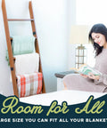 5 Foot 8 Inch Blanket Ladder For Living Room And Bedroom With 6 Tiers Wall Leaning Laminate No Snag Construction holding blankets
