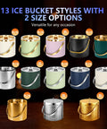 Premium Ice Bucket With Secure Silicone Lid Double Wall Vacuum Insulation Locks In Chill So Your Drinks Stay Frosty And Party Ready Black Three Liter Champagne Cooler Bucket Includes Scoop And Tongs collection of 13 stylish ice buckets in 3L and 4L sizes.