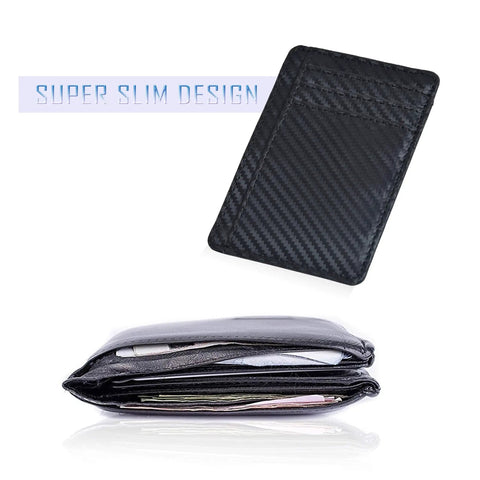 Leather Slim Minimalist Wallet With RFID Protection For Men And Women Front Pocket Card Holder showing slim design