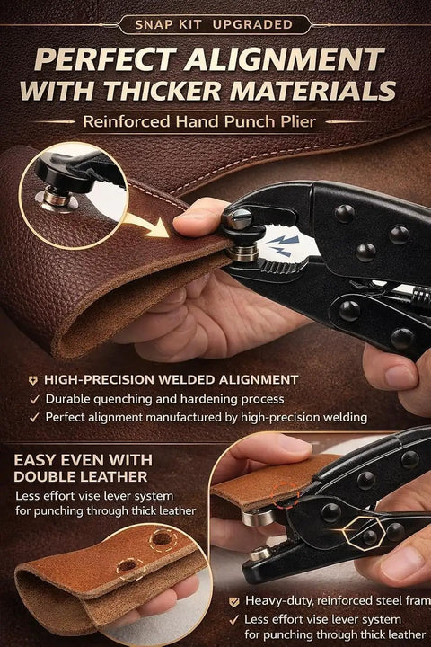 Heavy Duty Snap Fastener Kit With 210 Pieces Of Marine Grade Stainless Steel Snaps for punching through leather
