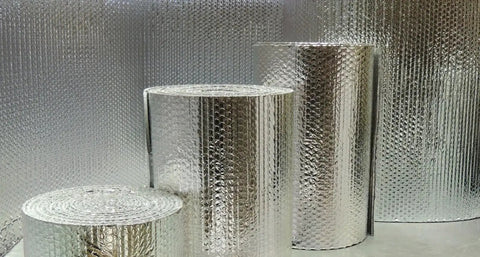 Rolls of Spiral Duct Wrap Reflective Insulation For HVAC 12 Inch By 5 Foot R8 To R24 Double Reflective Foil Layers With Bubble Core.