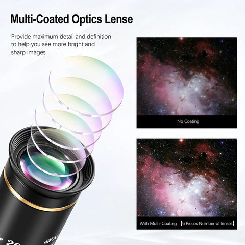 1.25 Inch Hd Fully Multi Coated Eyepiece With 66 Degree Ultra Wide Angle for Astronomy Telescopes lens comparison imaging