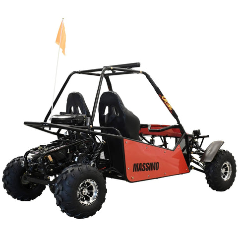 Red 200Cc Go Kart 2WD Off Road Baja Buggy with headlights, tail lights, turn signals, 8.7 HP engine built in Texas for rough trails