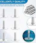 Heavy Duty T Bolts For Kayak Track Rail And T Slot Mount Screw Setup Built Tough, set of 6 stainless steel, 1 inch long fasteners.