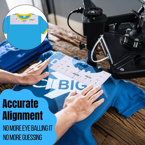T Shirt Alignment Ruler Kit For Vinyl Designs 4 Piece PVC Ruler Set For Centering Graphics On T Shirts Heat Press Accessories in use