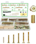Crib Hardware Replacement Kit With Bed Frame Bolts, Nuts, Wooden Dowel Pins And Barrel Nuts, Hex Socket Cap Screws For Beds And Headboards, M6x40 50 60 70 80mm, Wrench Included, Heavy Duty Carbon Steel DIY Furniture Repair Kit, 70-piece set in case