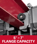 Close-up view of 5-Ton Two-Speed Electric Trolley With 0.8 HP Motor, 460V 3-Phase, showcasing 5-7 inch flange capacity.