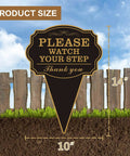 Double Sided Watch Your Step Yard Sign With Stake, 10x14 Rust-Free Metal Outdoor Safety Sign UV Printed For Walkways