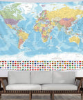 Dope Large World Map Tapestry For Wall Decor Travel Theme Party Vibe Geography Classroom Poster Easy Care Polyester Spandex