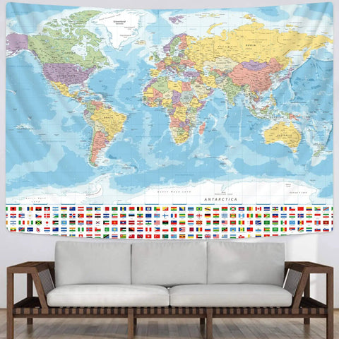 Dope Large World Map Tapestry For Wall Decor Travel Theme Party Vibe Geography Classroom Poster Easy Care Polyester Spandex