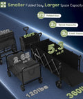 Extra Long 43 Inch Collapsible Wagon With Extended Tailgate 360 Pound Heavy Duty Utility Cart folded and unfolded comparison