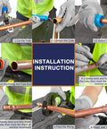 Installation steps using 3/4 Inch Copper Press Fittings Coupling With Stop Zero Lead P To P, 10 Pack for copper tubes.