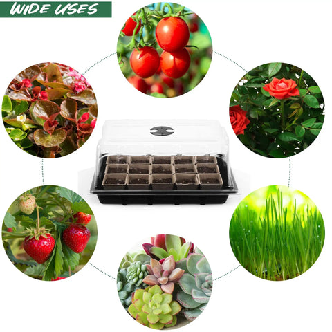 Four Pack Seed Starter Tray Bundle With Peat Pots Germination Trays Plant Labels And Mini Garden Tools For Easy Seedlings Growth Perfect For Flowers Vegetables And Home Garden