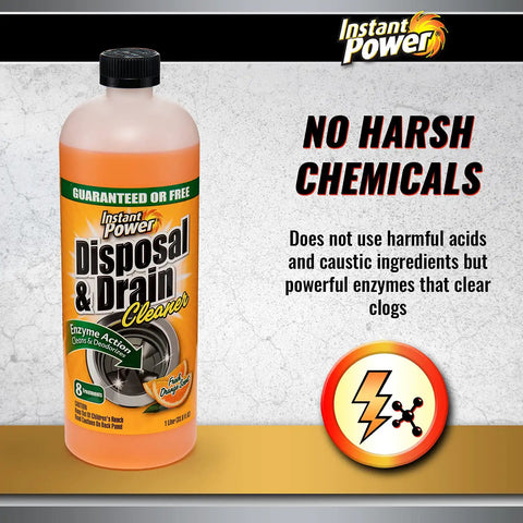 Disposer And Drain Cleaner With Enzyme Power For Odor Busting Orange Scent 1 Liter Safe For Septic Systems And All Plumbing Pipes