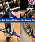 4 Inch Thin Jaws Stubby Adjustable Wrench with Wide Opening and 2mm Slim Jaws for Tight Spaces CRV Steel used in various repairs