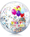 22 Inch Large Happy Birthday Beach Ball With Glitter Inside For Pool Party Decor Outdoor Yard Games And Inflatable Pool Toy