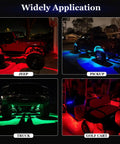 Rock Lights Kit Dope With 16 Million Colors App Control And Music Sync on Jeep, Pickup, Truck, and Golf Cart at night.